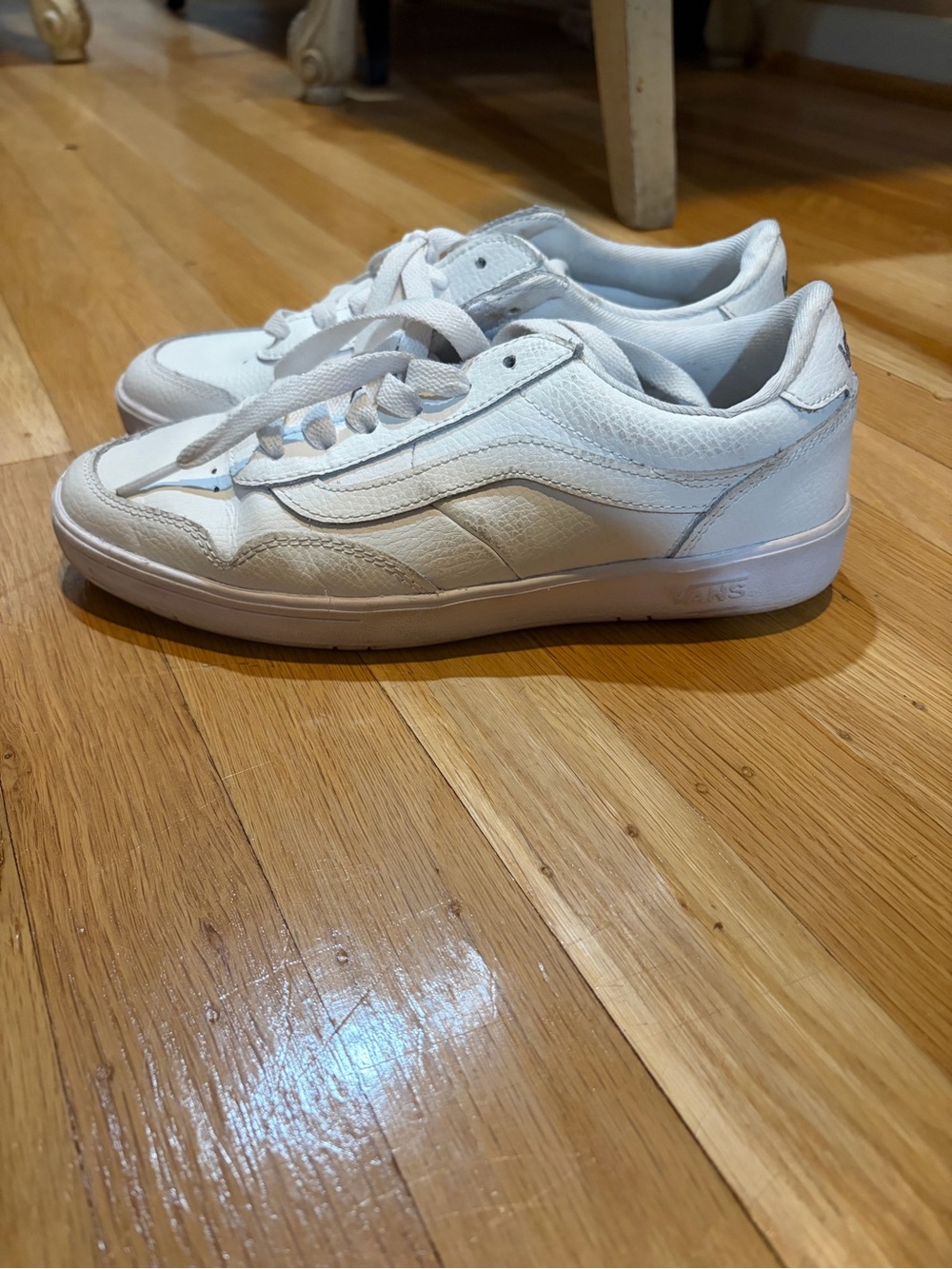Vans White Leather Low-Top Sneakers